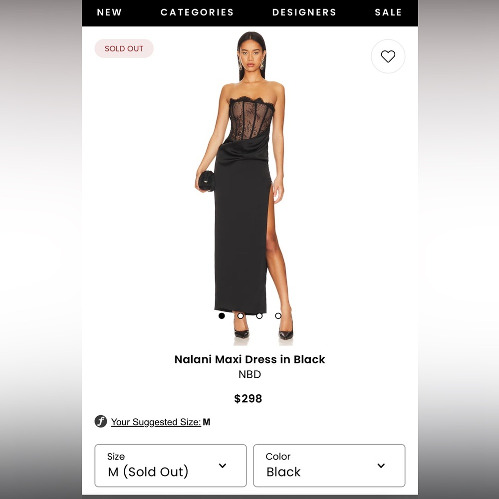NWT - NBD NALANI MAXI DRESS IN BLACK - SIZE MEDIUM